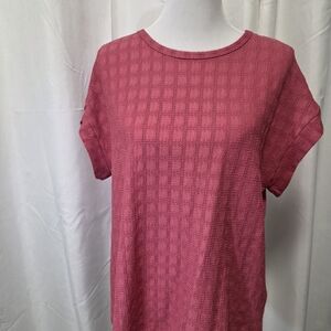 SHEIN Textured Short Sleeve Top in Rose